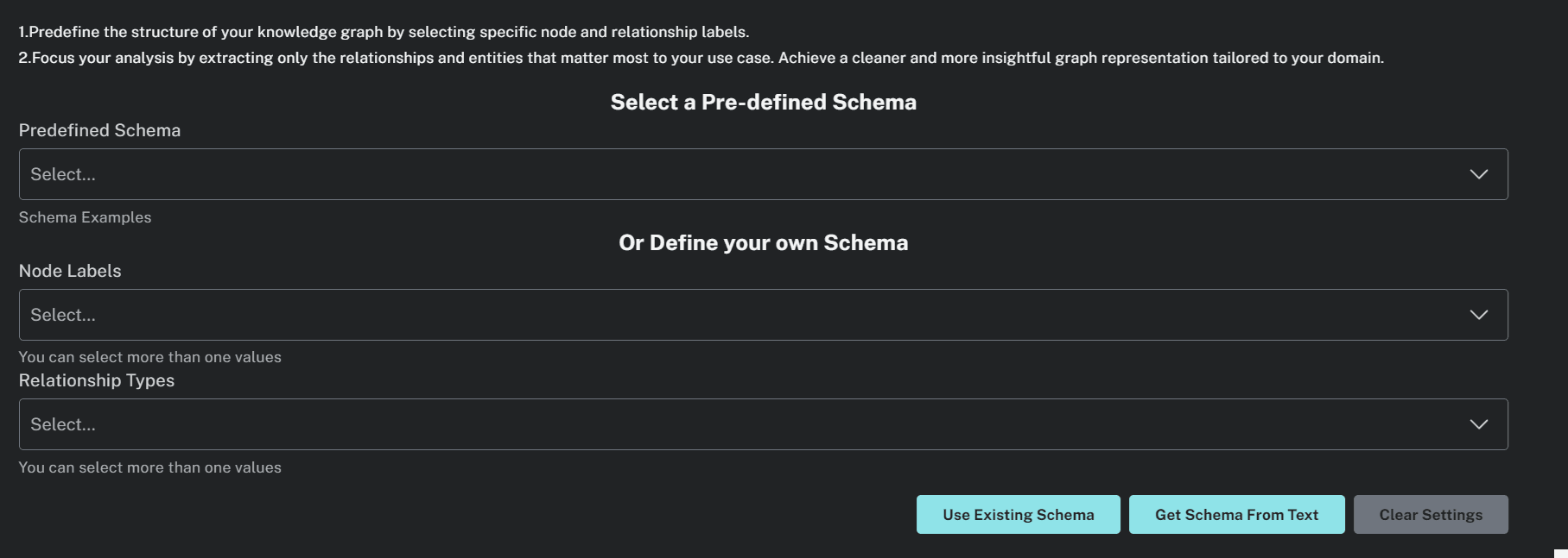 Graph schema settings