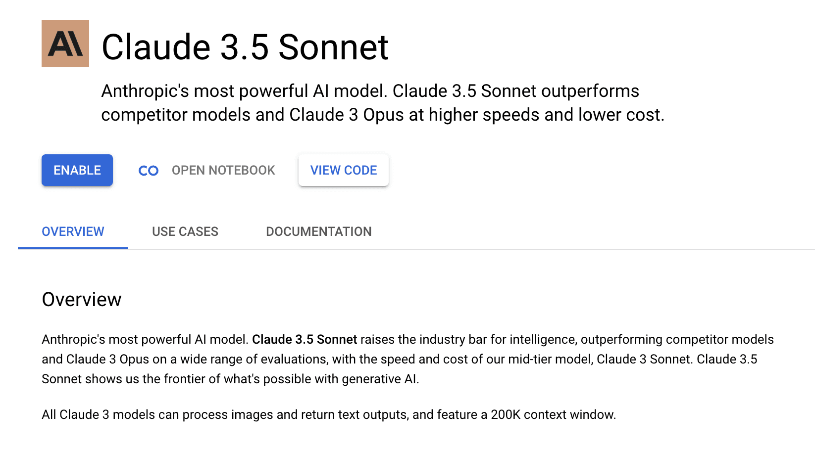 Enable Claude 3.5 Sonnet